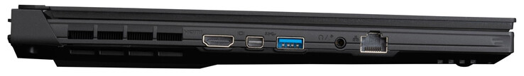 Lato sinistro: HDMI 2.1, Mini Displayport 1.4, USB 3.2 Gen 1 (tipo A), jack audio combinato, Gigabit Ethernet