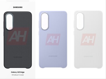 Galaxy L'immagine trapelata di S25 Edge (modificata) mostra la custodia Kingsuit in tre colori. (Fonte immagine: Android Headlines)