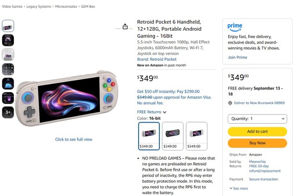 Il Retroid Pocket 6 viene spedito dal magazzino di Amazon.