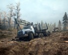 Un'immagine del gioco MudRunner che mostra due veicoli. (Fonte: Steam)