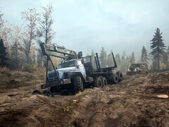 Un'immagine del gioco MudRunner che mostra due veicoli. (Fonte: Steam)
