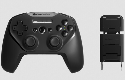 Il controller SteelSeries Stratus+ include un supporto per il telefono, rendendolo un solido tuttofare con sensori a effetto Hall. (Fonte: SteelSeries)