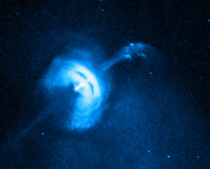 Un'immagine che mostra il puslar PSR B0833-45 e il suo getto.