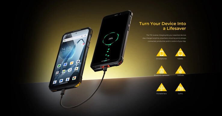 La batteria da 10.000 mAh può caricare altri dispositivi. (Fonte: Oukitel)
