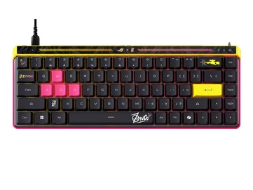 Il nuovo ROG Falchion Ace HFX ZywOo Edition con accenti rosa e gialli. (Fonte: Asus)