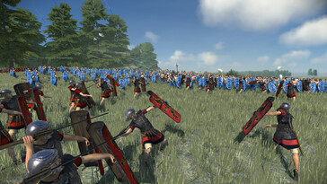 Un'immagine che raffigura una battaglia tra i Giulii e i Britanni in Total War: Rome Remastered.