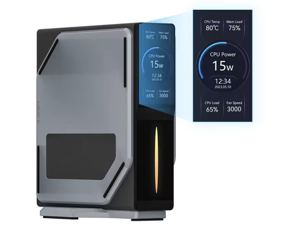 Il mini PC Firebat S1 è dotato di un piccolo display integrato. (Fonte immagine: AliExpress)