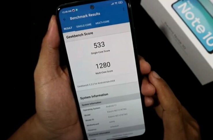 Redmi Note 10 GeekBench. (Fonte: Sigit Prastowo)