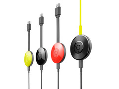 Un'immagine promozionale del Chromecast di seconda generazione di Google, mostrato in vari colori. (Fonte immagine: Google)