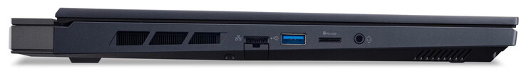 Lato sinistro: Gigabit Ethernet (2,5 Gbit/s), USB 3.2 Gen 1 (USB-A), lettore di schede di memoria microSD, porta audio combo
