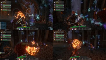 Un'immagine che mostra una schermata divisa in due in Dungeons of Sundaria.