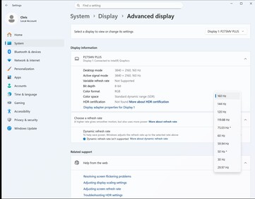4K con 160 Hz è la modalità standard