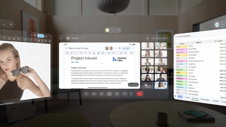Xreal Aura ti permette di posizionare liberamente fino a cinque monitor virtuali nella stanza.