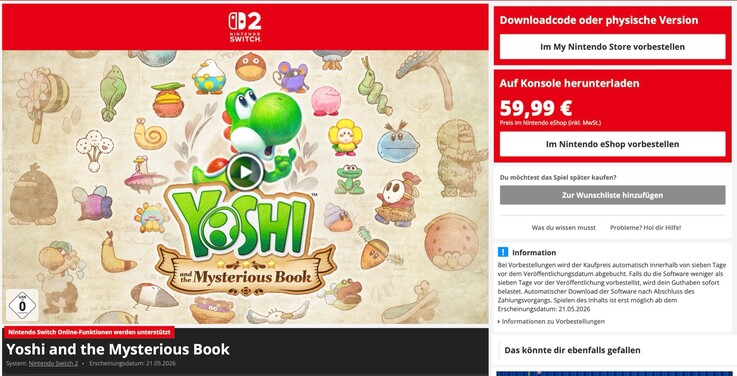 Yoshi e il Libro Misterioso costa 10 dollari in meno in digitale rispetto alla cartuccia.