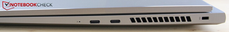 A Destra: 2x USB-C 3.2 Gen 2 incl. DisplayPort 1.4 e Power Delivery 3.0, Kensington