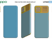 I rendering del Find X4 Pro evidenziano il particolare display posteriore del dispositivo (fonte: @letsgodigitalNL)