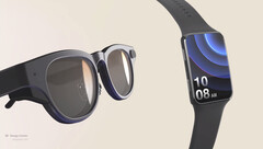 Il design di riferimento del nuovo braccialetto AR, con un paio di occhiali Goertek. (Fonte: Goertek)