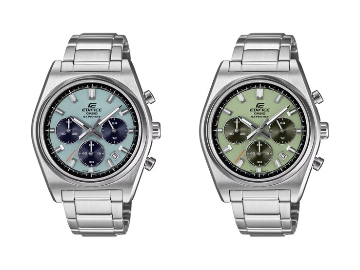 Gli orologi Casio Edifice EFB730D-2BV (a sinistra) e EFB730D-3AV (a destra). (Fonte immagine: Casio, a cura)