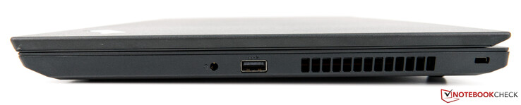 Lato Destro: jack 3.5 mm, USB 3.1 porta Type-A, connettore security lock