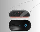 I Joy-Con di Switch 2 raffigurati sopra il mouse da gioco (Fonte: Nintendo of America, Logitech con modifiche)