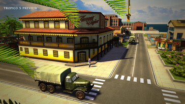 Un'immagine che raffigura un edificio e un'auto in Tropico 5.