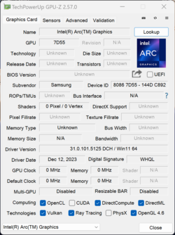 GPU-Z Intel Arc Graphics (7 core Xe)
