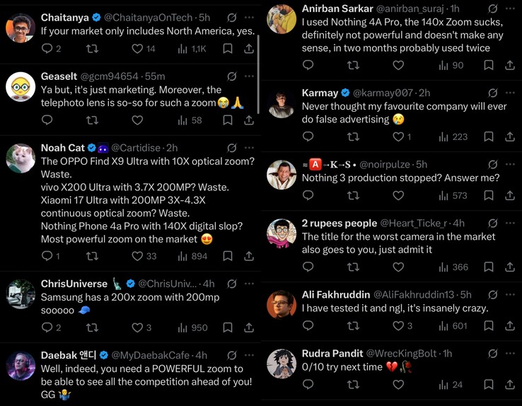 Il contraccolpo sui social media è seguito subito dopo il post di Nothing.