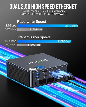 Entrambe le porte LAN hanno una larghezza di banda di 2,5 Gbps (Fonte immagine: GMKtec)
