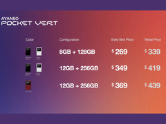 Prezzi delle varie configurazioni di Ayaneo Pocket Vert (fonte: Ayaneo)