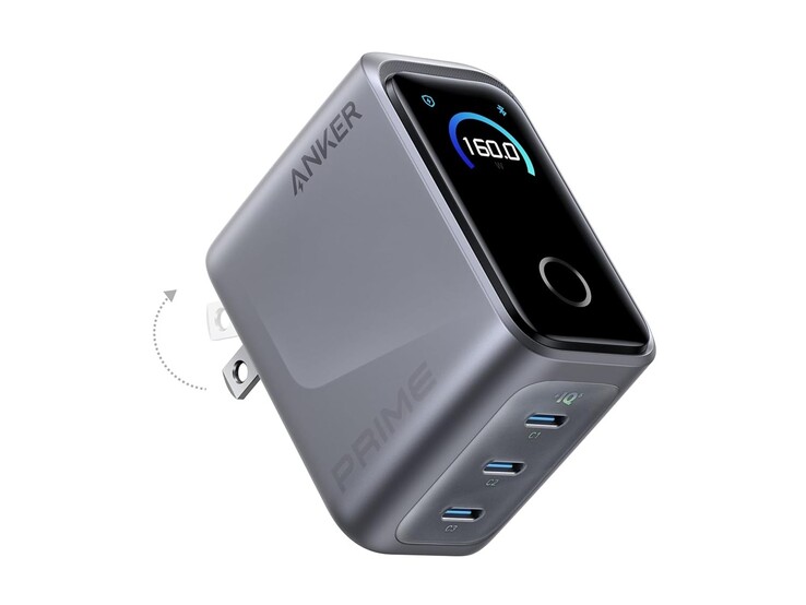 Il caricabatterie Anker Prime (160W, 3 porte, Smart Display). (Fonte: Anker)
