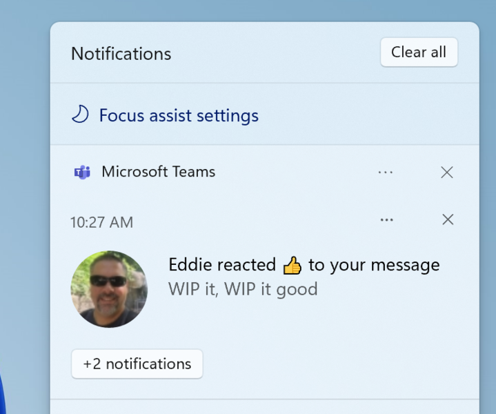 Le impostazioni di assistenza alla messa a fuoco sono ora accessibili dall'interno delle notifiche. (Fonte: Microsoft)