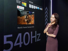 Un&#039;immagine condivisa da LG Display di quello che si ritiene essere il suo nuovo pannello WOLED da 27 pollici. (Fonte: LG Display)