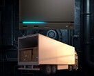 Mockup del camion che trasporta le importazioni della Macchina a Vapore