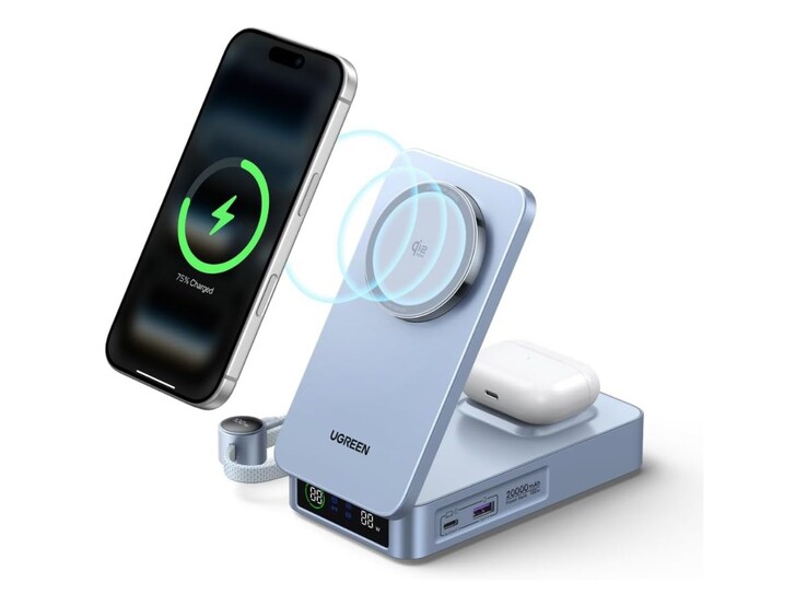 La banca di energia multifunzionale Ugreen MagFlow Qi2 25W. (Fonte: Ugreen)