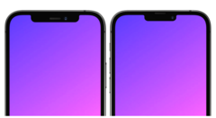 Un rendering del notch dell'iPhone 13 rispetto all'attuale notch dell'iPhone 12. (Immagine: @RendersbyIan)