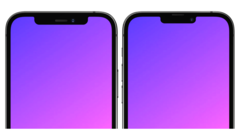 Un rendering del notch dell&#039;iPhone 13 rispetto all&#039;attuale notch dell&#039;iPhone 12. (Immagine: @RendersbyIan)