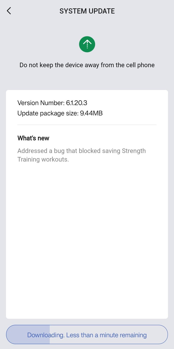 Il registro delle modifiche per la versione software 6.1.20.3 dello smartwatch Amazfit Active 2 (Round). (Fonte: Amazfit)