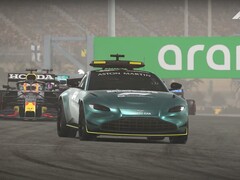 Dopo l&#039;aggiornamento, l&#039;Aston Martin Vantage appare come safety car ufficiale in F1 2021 (Immagine: Codemasters)