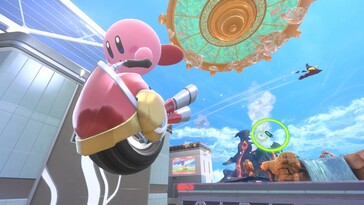 Kirby cavalca una macchina in Kirby Air Riders (Fonte: Nintendo)
