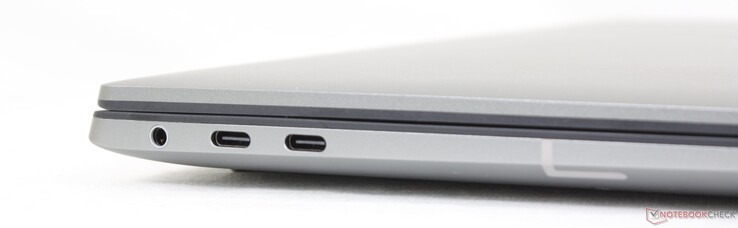 A sinistra: cuffie da 3,5 mm, 2x USB-C con Thunderbolt 4 + DisplayPort + Power Delivery