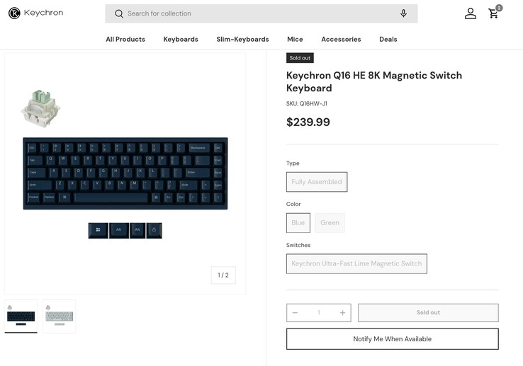 La pagina del prodotto Keychron Q16 HE rivela il prezzo. (Fonte: Keychron)