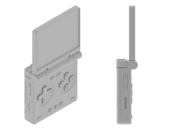 Il palmare a conchiglia Miyoo ha uno slot per schede TF su ciascun lato.