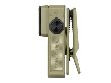 Le torce della serie Olight Oclip 2 sono dotate di un selettore rotante e di un pulsante di accensione situati sul lato.