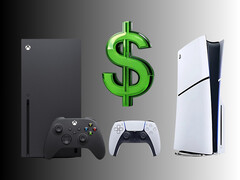 Le console Xbox e PlayStation sono mostrate con il simbolo del dollaro (Fonte: Microsoft Xbox Gaming, Sony PlayStation con modifiche)