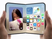 Due mani tengono ciascuna un iPhone Duo, uno chiuso e uno aperto