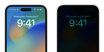 mockup del display always-on dell'iPhone 14 Pro. (Fonte: anonymous-A.S./MacRumors)