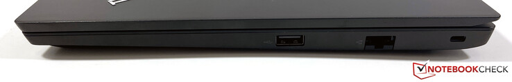 Lato destro: USB-A 2.0, Gigabit-Ethernet, slot di sicurezza Kensington