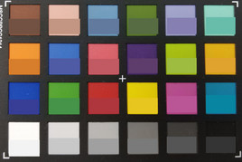 ColorChecker Colors. La metà inferiore di ogni quadrato contiene il colore di riferimento
