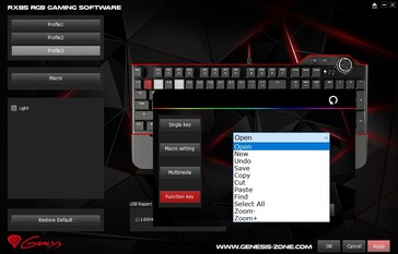 Genesis RX85 RGB Tasti funzione Macro