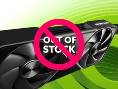 Viene mostrata la GPU Nvidia con il simbolo di esaurimento scorte (Fonte immagine: Nvidia con modifiche)